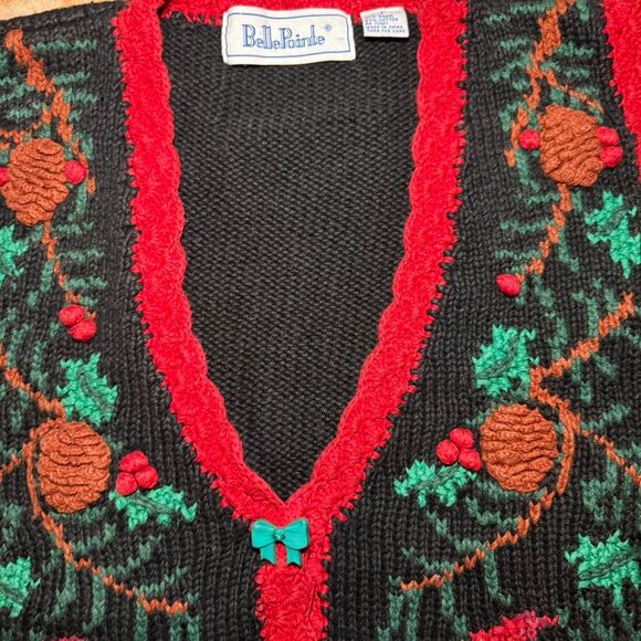 BellePointe Women’s Large Christmas Sweater Vest Black Red Cardinals Holiday - Picture 5 of 7